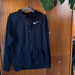 Nike Black Dri-FIT Hooded Jacket with White Swoosh Tag